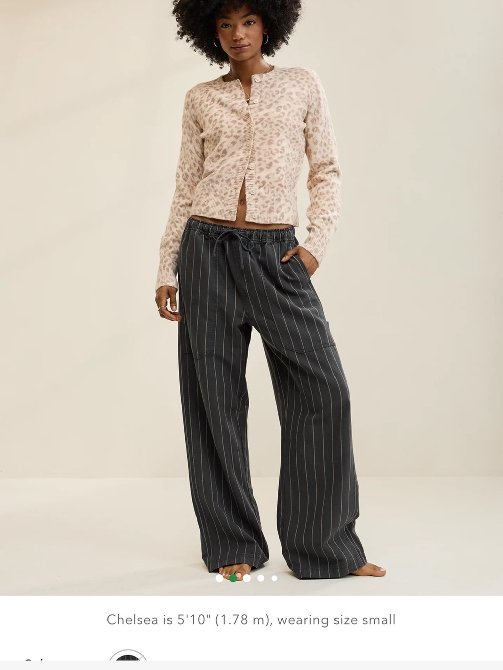 AERIE Workwear Wide-Leg Pinstripe Lounge Pants Smoked Gray
